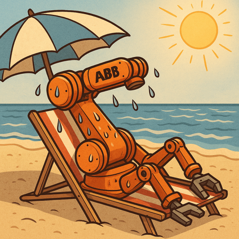 Robot som solar på stranden